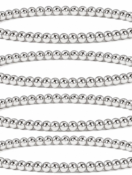 Jewelry - Sterling Silver Beaded Stretch Bracelet - Silver
